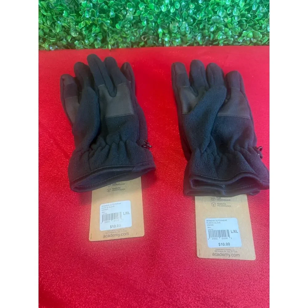 Magellan Outdoors Womens Fleece Gloves 2 Pack Black Warm Winter Soft NWT L XL